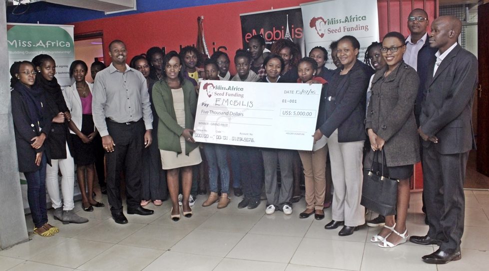 2015 Inaugural Grand Prize Seed Fund Winner eMobilis Kenya receiving the $5000 Grant 