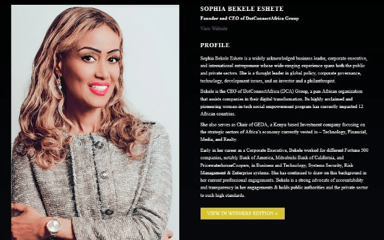 DCA Digital Digest:  Sophia Bekele DotConnectAfrica Group CEO honored with multiple awards across continents