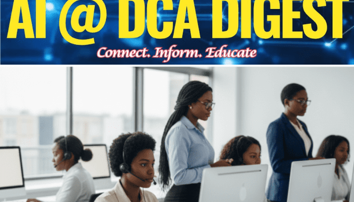 An illustration of AI in Africa with women working on their computers