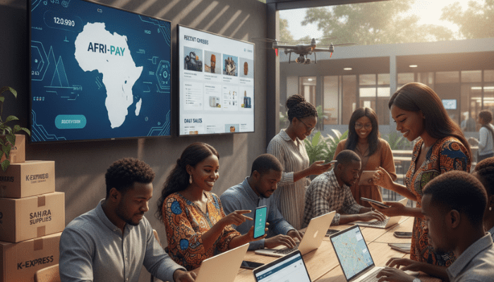 African entrepreneurs using fintech and e-commerce tools as part of Africa’s growing digital economy.