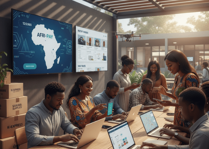 African entrepreneurs using fintech and e-commerce tools as part of Africa’s growing digital economy.